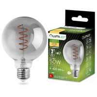 Dekorative LED Lampen E27, Glühbirne G95 6W = 50W 420lm 2200K warm 360° Globe Smokey Glühfaden LUMILED