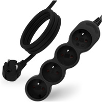 Netzverlängerungskabel Geerdete Steckdosenleiste 4 Steckdosen 3m Schwarzes Kabel Lendo Lumiled