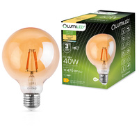 Dekorative LED Lampen E27, Glühbirne G125 4W = 40W 470lm 2000K warm 360° Globe Amber Glühfaden LUMILED