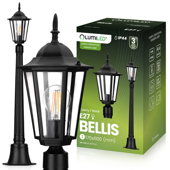 Gartenleuchte E27, Gartenlaterne 1m Schwarz BELLIS LUMILED