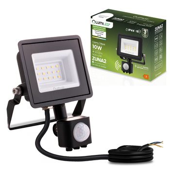 LED-Flutlicht ZUNA2 10W 900lm 4000K IP44 Schwarz Bewegungsmelder LUMILED
