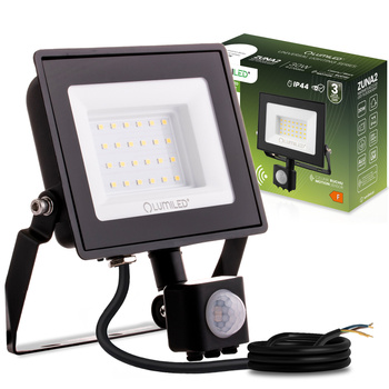 LED-Flutlicht ZUNA2 30W 2700lm 4000K IP44 Schwarz Bewegungsmelder LUMILED