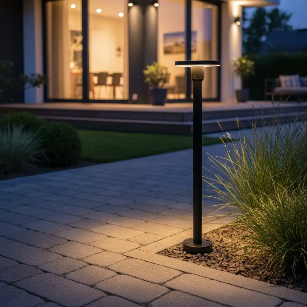 CORTUS LED-Pollerleuchte – beleuchtete Terrasse und Rasen