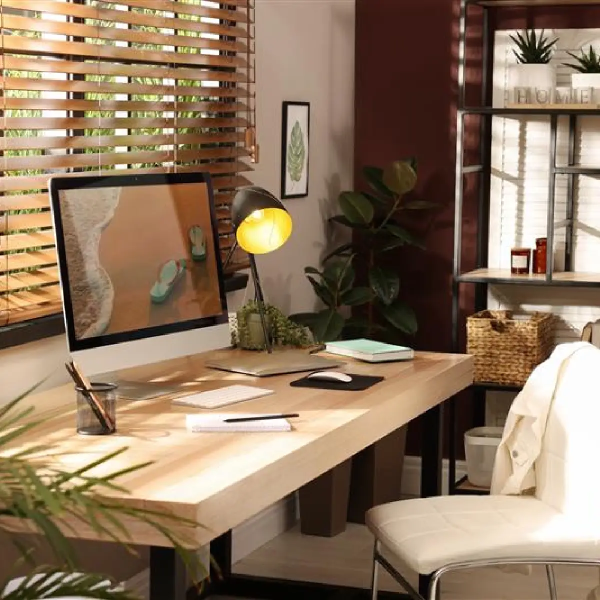 Arbeitsplatz mit LED-Schreibtischbeleuchtung – Beispiel für Arbeitsplatzbeleuchtung