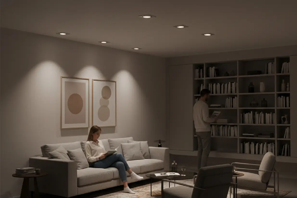 Schwarze LED-Deckenfassung GU10 als punktuelle Innenraumbeleuchtung