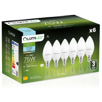 6x LED-Lampe E14 Kerze B35 10W = 75W 1100lm 6500K Kalt 180° LUMILED