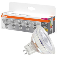 5x LED-Lampe MR16 Reflektor GU5.3 3.8W = 35W 345lm 2700K Warm 12V 36° BASE Osram