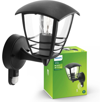 Gartenleuchte LED Wandleuchte CREEK myGarden E27 IP44 Laterne für Up mit Bewegungsmelder Schwarz PHILIPS