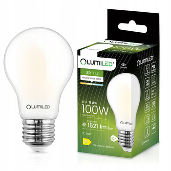 LED Lampen E27, Glühbirne A60 11W = 100W 1521lm 360° 4000K neutral Milch Glühfaden LUMILED