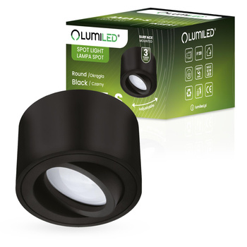 Halogen-Aufbauleuchte GU10, Aufbauspot 50mm beweglich Runde Schwarz AMAT-S LUMILED