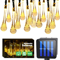 Solar Hängegirlande 20 LED Teardrops Gartenlampe 580 cm Eiszapfen warme Farbe