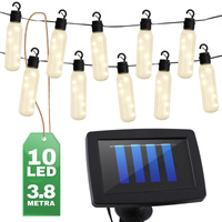 Solar Garten Girlande 10x LED Lichterkette Dekorative Kugeln 3.8m Warm