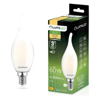 LED Lampen E14, Glühbirne Flame B35 7W = 60W 806lm 360° 3000K warm Milch Glühfaden LUMILED
