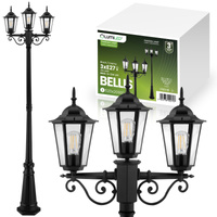 Gartenleuchte 3x E27, Gartenlaterne 2m Schwarz BELLIS LUMILED