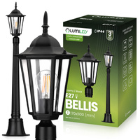 Gartenleuchte E27, Gartenlaterne 1m Schwarz BELLIS LUMILED
