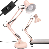 Schreibtisch Zeichnung Tischlampe E27 TOBI Pastell Rosa Lumiled + Countertop Halterung