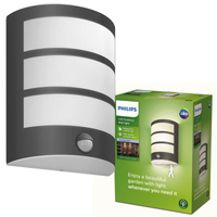 Gartenlampe LED Wandleuchte PYTHON IR myGarden 6W 4000K IP44 mit Bewegungs- und Dämmerungssensor Schwarz PHILIPS
