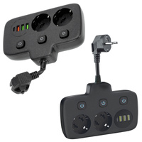 KOBI LINEA FL Verteiler 2x230V Masse, 3 Schalter 4xUSB Schwarz