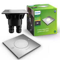 LED-Gartenleuchte Bodenmontage CRUST myGarden 3W IP67 Quadratisch Silber PHILIPS