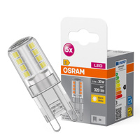 5x LED-Kapsel-Glühbirne G9 2,6W = 30W 320lm 2700K Warm 300° BASE Osram