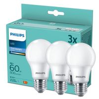 3x LED Lampen E27 A60 8W = 60W 806lm 6500K kalt PHILIPS