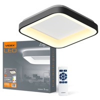 Plafond LED-Deckenleuchte Aufbauleuchte 72W 7500lm 2700-6000K CCT Schwarz Dimmbar + EDGE Fernbedienung Videx