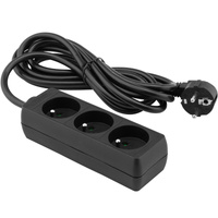Strom-Verlängerungsstecker – 3 x Steckdose mit Erdungs-Steckdosenleiste 3 m 3 x 1,5 mm 16 A Schwarz