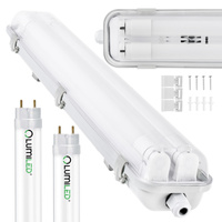 Hermetische Feuchtraumleuchte LED 2x T8, G13 Leuchte IP65 120cm+LED-Leuchtstofflampen 18W 4000K LUMILED
