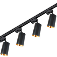 2m Stromschiene + 4x Schienenstrahler GU10 Schwarz-Gold SAGI LUMILED