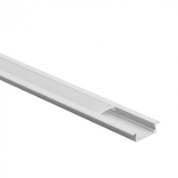 LED-Einbauprofil aus Aluminium Weiß 1m mit milchigem Lampenschirm für LED-Streifen + Kappen Ecolight P-Serie