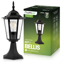 Gartenleuchte E27, Gartenlaterne 40cm Schwarz BELLIS LUMILED