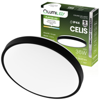 LED Decke Plafond Aufputz 36W 4000K CELIS Rund IP44 Schwarz Ring ALS LUMILED