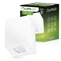 Halogen-Aufbauleuchte GU10, Aufbauspot 115mm beweglich Quadrat Weiß AMAT-L LUMILED