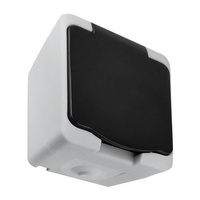 Hermetische Einzelflächensteckdose mit Klappe 2P+Z Schuko AQUATIC MINI IP54 ORNO Weiß und Schwarz