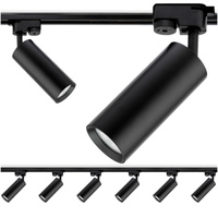 2m Stromschiene + 6x Schienenstrahler GU10 Schwarz RITI LUMILED