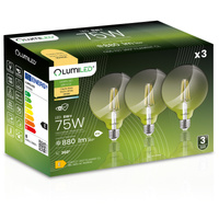 3x LED Lampen E27 Dekorative Glühbirne G95 8W = 75W 880lm 360° 3000K warm Glühfaden LUMILED