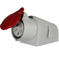 Feste Steckdose 32A 400V 5P IP44 Aufputz-Hermetik mit Klappe