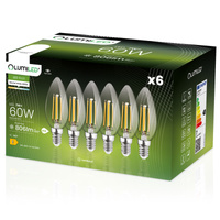 6x LED Lampen E14, Kerzenform Lampe B35 7W = 60W 806lm 360° 4000K neutral Glühfaden LUMILED