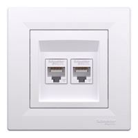 Computersteckdose 2x RJ45 Kat. 6 UTP mit Rahmen weiß SCHNEIDER ASFORA