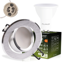 TRIX 3in1 GU10 6W 4000K Gebürstetes Silber LUMILED runde Halogen-Einbauleuchte