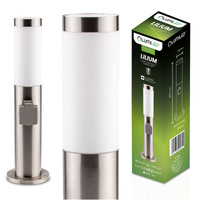 Gartenleuchte E27, Außenstehleuchte Pollerleuchte mit Steckdose 45cm 230V INOX LILIUM LUMILED