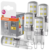 5x LED-Kapsel-Glühbirne G9 1,9W = 20W 200lm 2700K Warm 300° BASE Osram