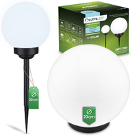 Solar-LED-Lampe, Solar Gartenleuchte IP44 6500K 20cm Kugelleuchte Weiße ATRIS LUMILED