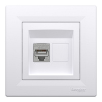 RJ45 Cat. 5e STP Computerbuchse mit Rahmen Weiß SCHNEIDER ASFORA