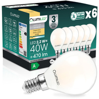 6x LED-Lampe E14 Kugel P45 2,2W 470lm = 40W 2700K warmweiß 360° Filament Energieklasse A LUMILED