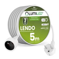 Netzverlängerungskabel geerdete Steckdosenleiste 1 Steckdose 5m weißes Kabel Lendo Lumiled