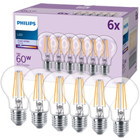 Set mit 6x E27 A60 LED-Glühbirne 7W = 60W 850lm 4000K Neutralfaden PHILIPS