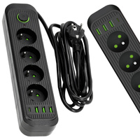 Verlängerungskabel CONNECTO 4x230V 3m 4GN Fehlerstromschutzschalter 4xUSB Schwarz Kobi