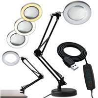 Schreibtischlampe LED 8W CCT Zeichnung Tischlampe 3x Vergrößerungsglas LUCA 2 Schwarz LUMILED