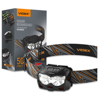 LED wiederaufladbare Stirnlampe 10W 500lm Batteriebetriebener Bewegungssensor 6 Modi USB-C Wasserdicht IP65 Videx